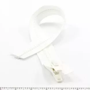 YKK Vislon #10 Separating Zipper AutoLok Double Pull Plastic Slider 18 inch White