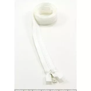 YKK Vislon #10 Separating Zipper AutoLok Double Pull Plastic Slider 54 inch White